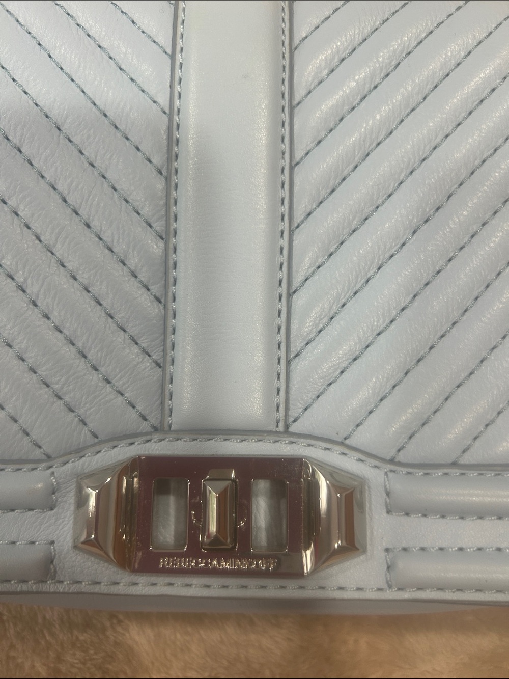 Rebecca Minkoff Chevron Quilted Chain Strap Crossbody Bag Sample blue summer - Picture 3 of 16
